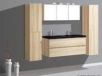 2-persoons badkamermeubel 120 cm natural hout decor - incl. kranen - afbeelding 56 van  56