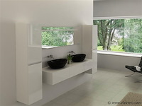 2-persoons badkamermeubel 180 cm hoogglans wit - incl. kranen - afbeelding 1 van  4