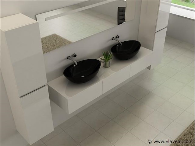 2-persoons badkamermeubel 180 cm hoogglans wit - incl. kranen - afbeelding 2 van  4