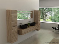 2-persoons badkamermeubel 180 cm licht hout decor - incl. kranen