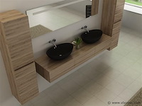 2-persoons badkamermeubel 180 cm licht hout decor - incl. kranen - afbeelding 3 van  5
