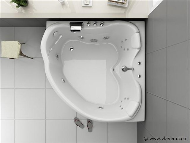 2 persoons whirlpool massagebad - wit - hoekbad - 138x138x68cm - afbeelding 3 van  3