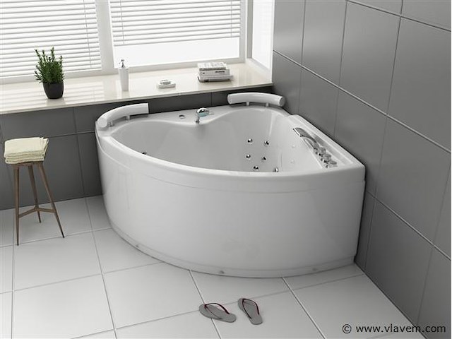 2 persoons whirlpool massagebad - wit - hoekbad - 140x140x60 cm - afbeelding 1 van  3