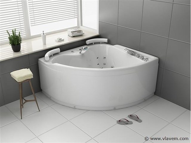 2 persoons whirlpool massagebad - wit - hoekbad - 140x140x60 cm - afbeelding 2 van  3