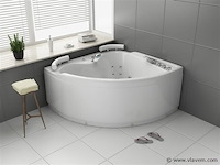 2 persoons whirlpool massagebad - wit - hoekbad - 140x140x60 cm - afbeelding 2 van  3