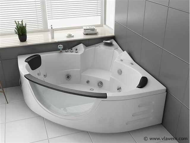 2 persoons whirlpool massagebad - wit - hoekbad - 152x152x62cm - afbeelding 1 van  9