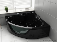 2 persoons whirlpool massagebad - zwart - hoekbad - 152x152x62cm - afbeelding 1 van  3