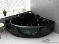 2 persoons whirlpool massagebad - zwart - hoekbad - 152x152x62cm - afbeelding 2 van  3