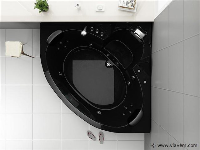 2 persoons whirlpool massagebad - zwart - hoekbad - 152x152x62cm - afbeelding 3 van  3