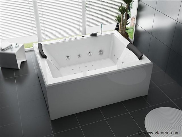 2 persoons whirlpool massagebad wit - half vrijstaand 180x145cm - afbeelding 1 van  5