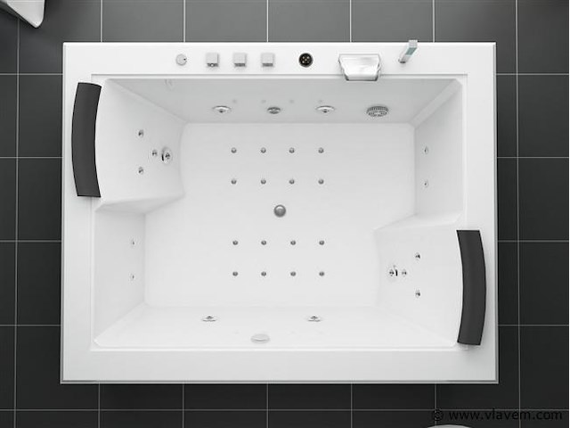 2 persoons whirlpool massagebad wit - half vrijstaand 180x145cm - afbeelding 2 van  5