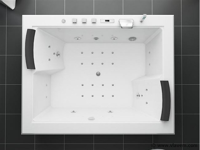 2 persoons whirlpool massagebad wit - half vrijstaand 180x145cm - afbeelding 4 van  5