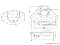 2 persoons whirlpool massagebad wit - hoekbad 172.5x172.5cm - afbeelding 7 van  12