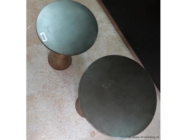 2 ren industrial loft antieke roest ronde bijzettafels voor buiten - afbeelding 4 van  5