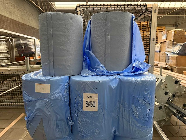 2 rollen industrierol verlijmd blauw 3-laags 36 cm (2 x rol 180 meter in folie) (8x) - afbeelding 1 van  7