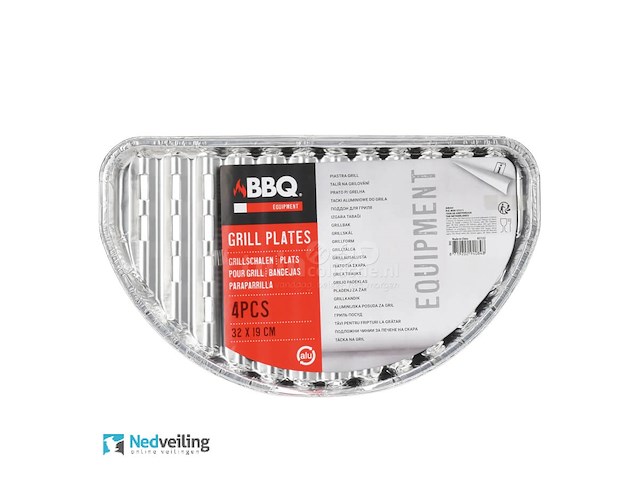 2 sets half ronde aluminium grilschalen set van 4 ex. (doos q2) - afbeelding 2 van  3