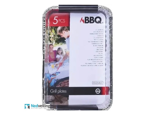 2 sets rechthoekige aluminium grilschalen 34x23 cm 5 ex. per set (doos q2) - afbeelding 3 van  3