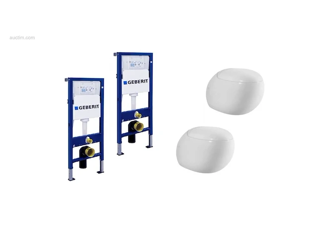 2 sets toiletten + geberit inbouwreservoirs -... - afbeelding 1 van  8