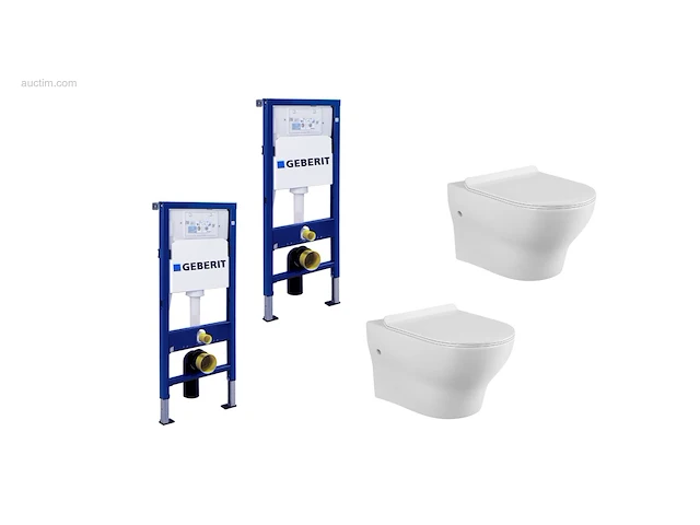 2 sets toiletten + geberit inbouwreservoirs -... - afbeelding 1 van  7