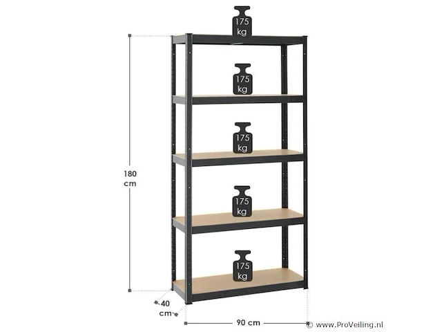 2 stellingkast / opslagrek basic 180 x 90 x 40 cm - afbeelding 4 van  20