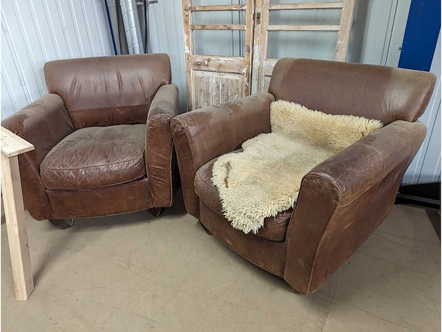 2 stuks leren fauteuil - afbeelding 1 van  1