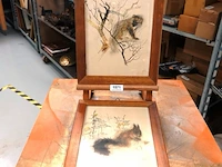 2 vintage aquarelprints van dieren van de deense kunstenaar mads stage