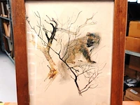 2 vintage aquarelprints van dieren van de deense kunstenaar mads stage - afbeelding 2 van  6