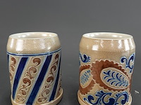 2 vintage goebel duitse steengoed bierpullen met zoutglazuur (salzglasur) - afbeelding 2 van  5