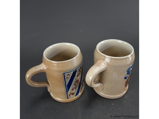 2 vintage goebel duitse steengoed bierpullen met zoutglazuur (salzglasur) - afbeelding 3 van  5