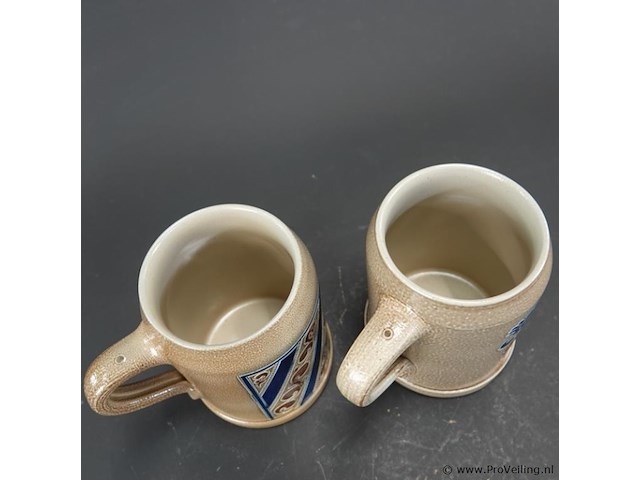 2 vintage goebel duitse steengoed bierpullen met zoutglazuur (salzglasur) - afbeelding 4 van  5