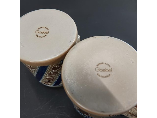 2 vintage goebel duitse steengoed bierpullen met zoutglazuur (salzglasur) - afbeelding 5 van  5