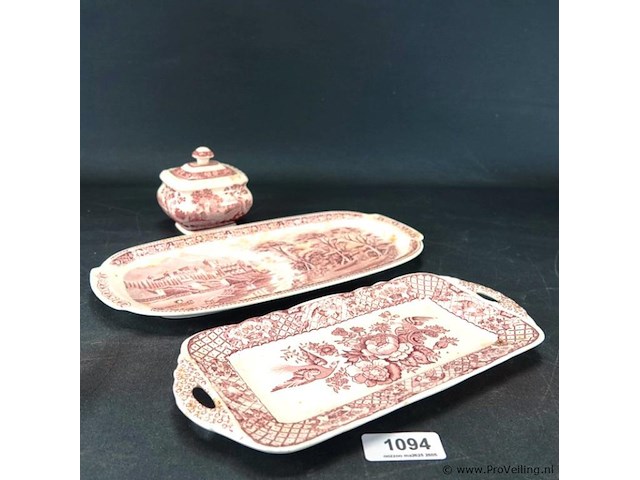 2 vintage schalen en een suikerpot - afbeelding 1 van  5