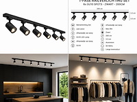 2 x 1-fase railverlichting set – 2 meter – zwart – inclusief 6 x gu10 railspots - afbeelding 5 van  5