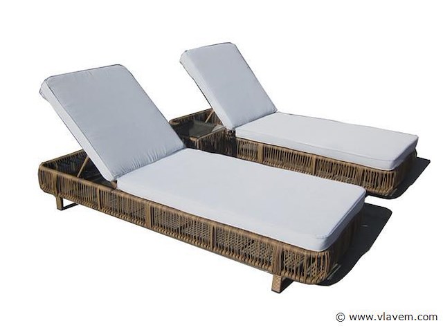 2 x 1 persoons ligbed met bijzettafel wit - afbeelding 3 van  7