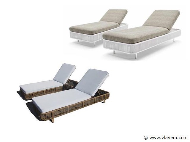 2 x 1 persoons ligbed met bijzettafel wit - afbeelding 5 van  7