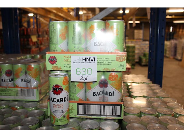 2 x 12 blikken bacardi cola mango mjito 0,25cl. tht 6-2026. bod inclusief statiegeldwaarde van 7,20 euro. - afbeelding 1 van  2