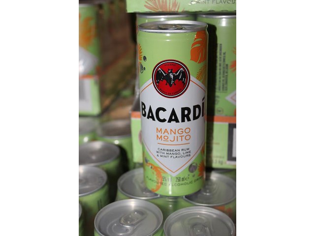 2 x 12 blikken bacardi cola mango mjito 0,25cl. tht 6-2026. bod inclusief statiegeldwaarde van 7,20 euro. - afbeelding 2 van  2