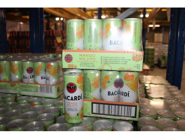 2 x 12 blikken bacardi cola mango mjito 0,25cl. tht 6-2026. bod inclusief statiegeldwaarde van 7,20 euro. - afbeelding 1 van  2