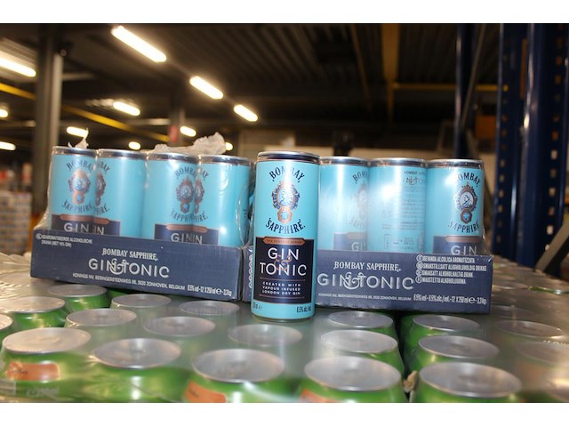 2 x 12 blikken bombay sapphire gin tonic 0,25cl. tht 9-2026. bod inclusief statiegeldwaarde van 3,60 euro. - afbeelding 1 van  2