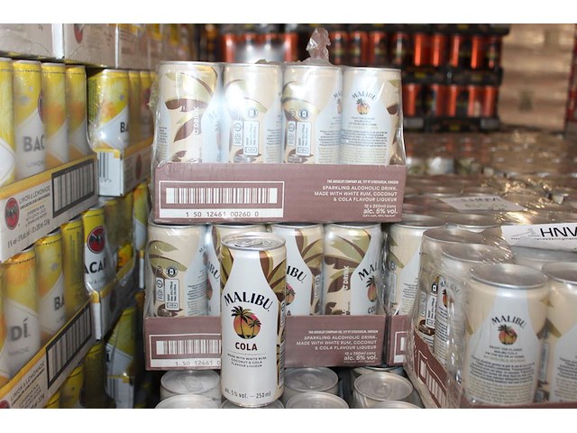 2 x 12 blikken malibu cola 0,25cl. tht 5-2026. bod inclusief statiegeldwaarde van 7,20 euro. - afbeelding 1 van  3