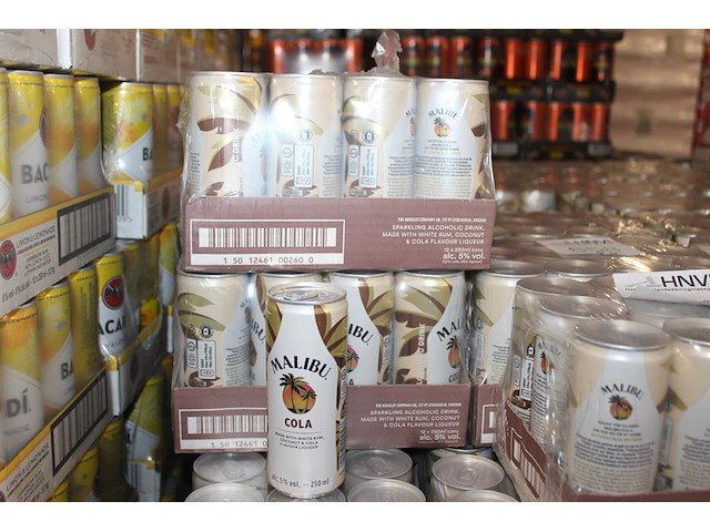 2 x 12 blikken malibu cola 0,25cl. tht 5-2026. bod inclusief statiegeldwaarde van 7,20 euro. - afbeelding 1 van  3