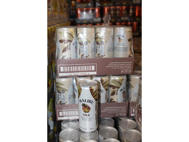 2 x 12 blikken malibu cola 0,25cl. tht 5-2026. bod inclusief statiegeldwaarde van 7,20 euro. - afbeelding 2 van  3