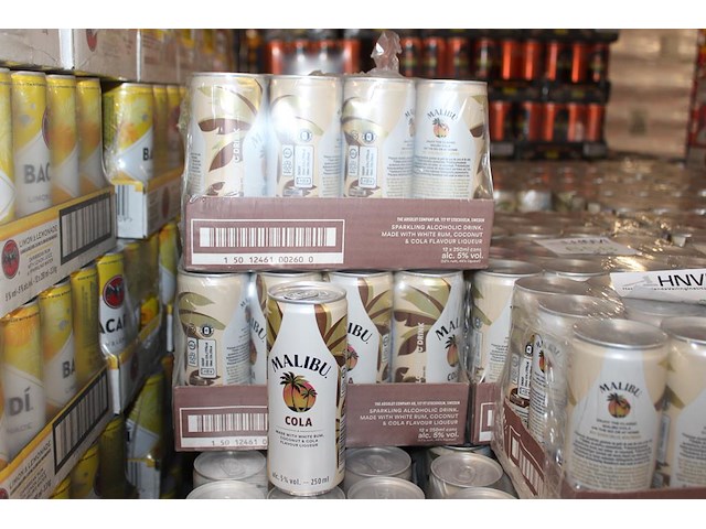 2 x 12 blikken malibu cola 0,25cl. tht 5-2026. bod inclusief statiegeldwaarde van 7,20 euro. - afbeelding 1 van  3