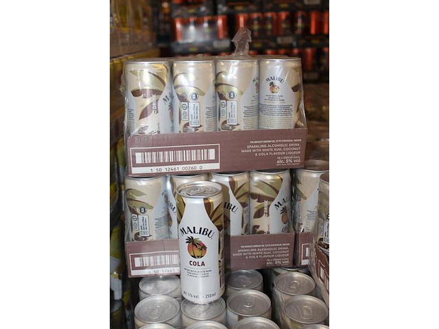 2 x 12 blikken malibu cola 0,25cl. tht 5-2026. bod inclusief statiegeldwaarde van 7,20 euro. - afbeelding 2 van  3