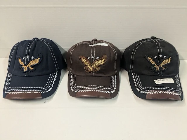2 x 3 baseball denim cap met eagle stiksel, zwart, blauw, bruin - afbeelding 1 van  1
