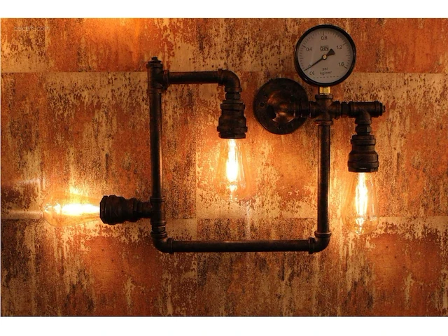 2 x industriële retro wandlamp 3 + 5 lichts - afbeelding 3 van  8