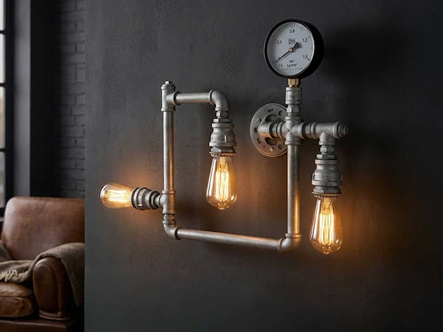 2 x industriële retro wandlamp 3 lichts - afbeelding 2 van  6