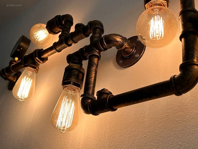 2 x industriële retro wandlamp 3 lichts - afbeelding 7 van  7