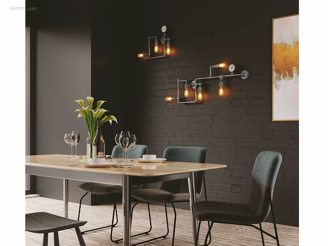 2 x industriële retro wandlamp 5 lichts - afbeelding 3 van  9