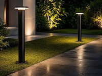 2 x led buiten sokkel lamp – 12w – 4200k neutraal wit - zwart – ip65 – dexter-3 - afbeelding 1 van  5